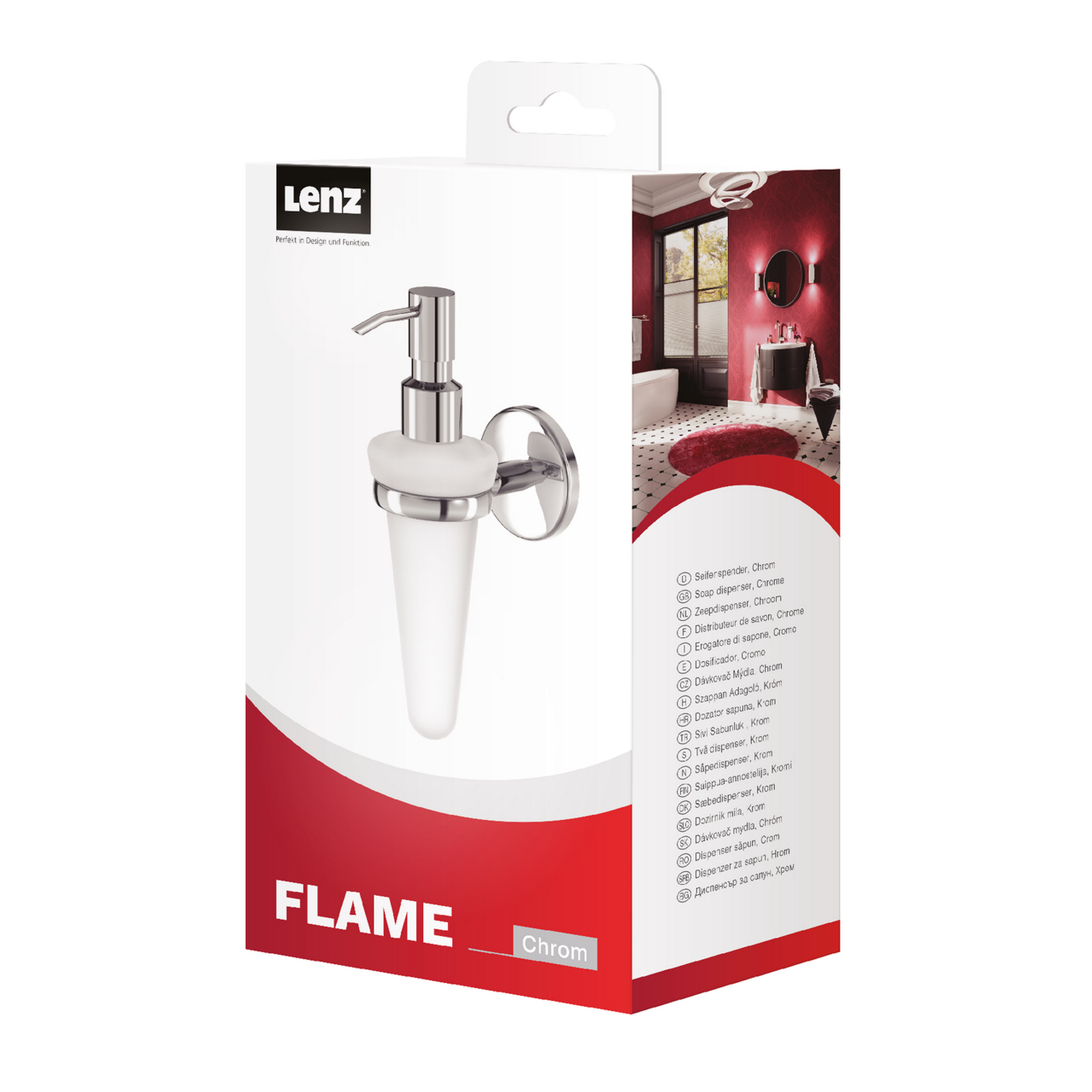 Seifenspender 'Flame' wandhängend konisch weiß + product picture