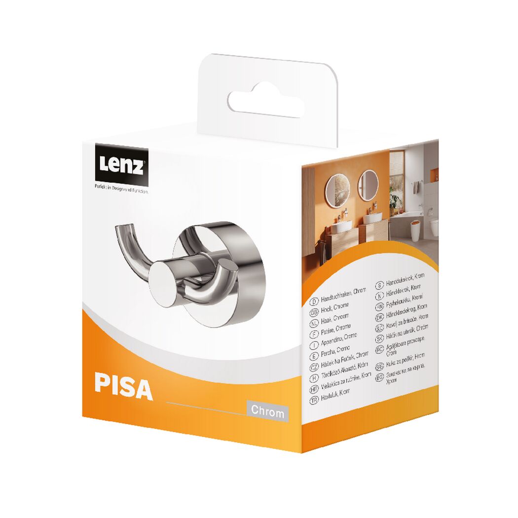 Doppelhaken PISA chrom von Lenz in Verpackung