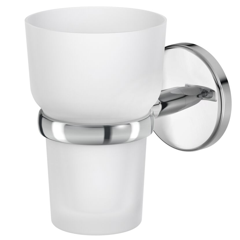 Glashalter FLAME chrom mit weißem Glas