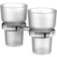 Doppelter Zahnputzbecherhalter aus Glas und Chrom