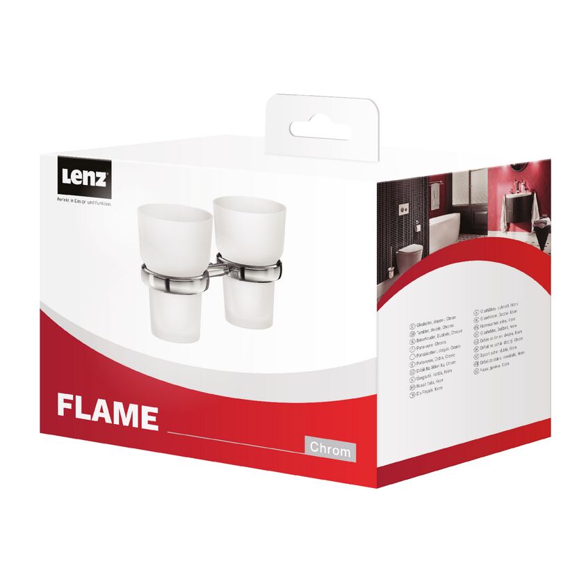 Doppelter Zahnputzbecherhalter Flame Chrom von Lenz