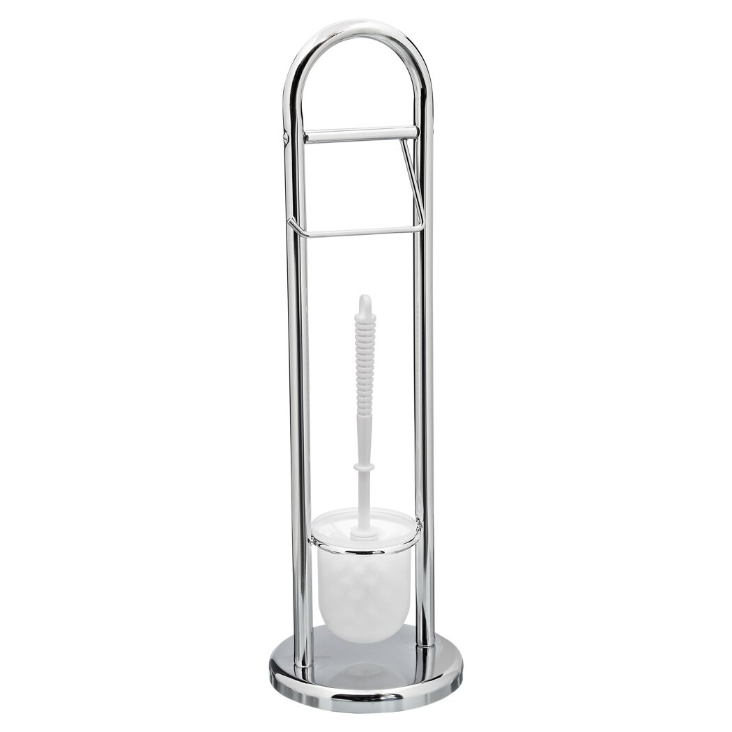 Stand-WC-Garnitur Siena chrom mit Klobürste und Toilettenpapierhalter