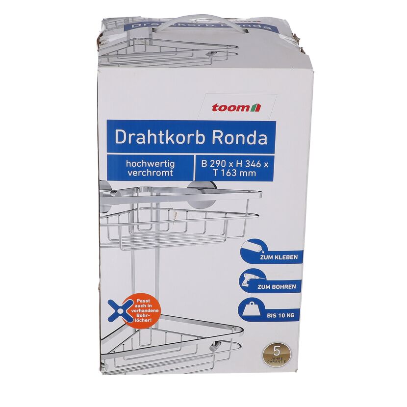 Verchromter Drahtkorb Ronda in Verpackung