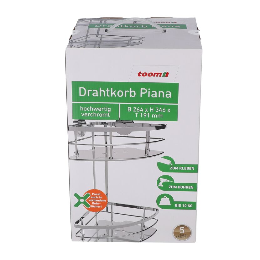 Verchromter zweiteiliger Drahtkorb Piana in der Verpackung