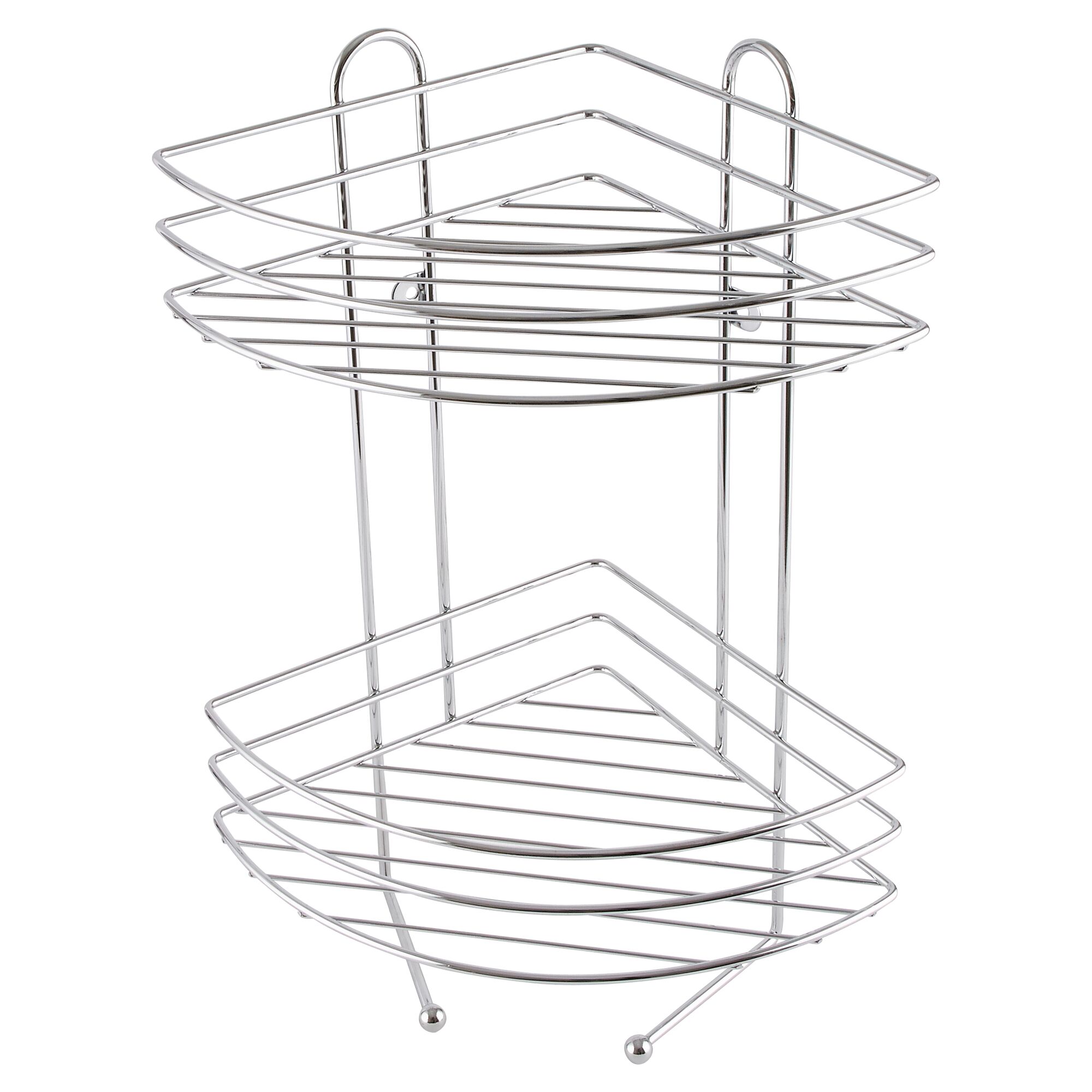 Zweistöckiges Eckregal aus Chrom