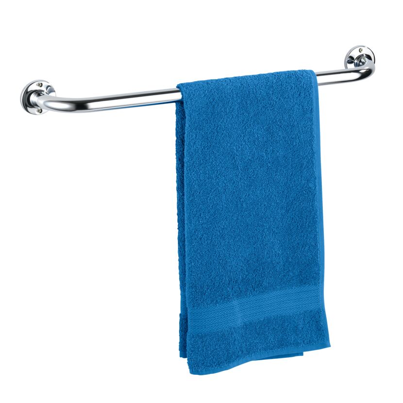 Blaues Handtuch auf Handtuchstange