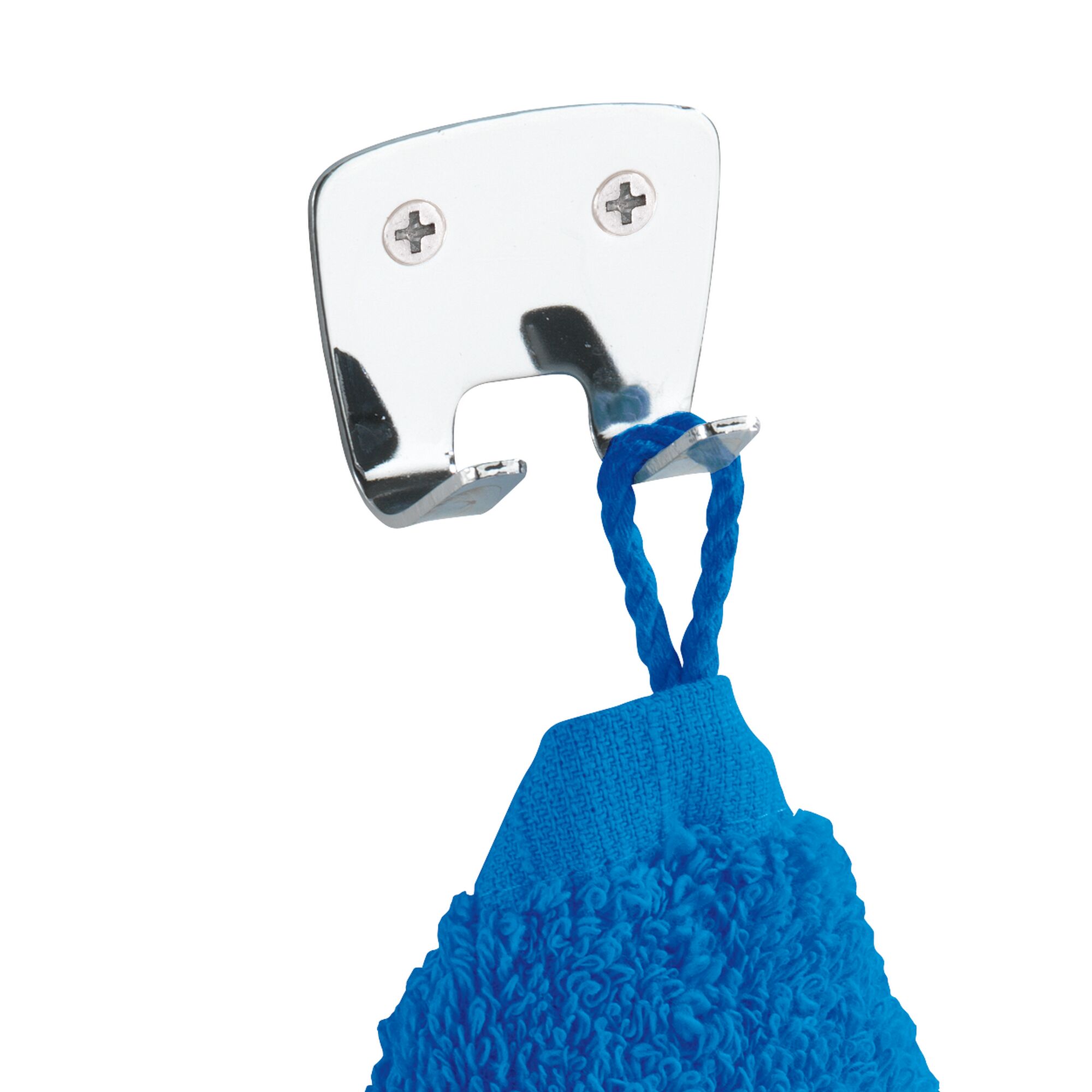 Blauer Waschlappen am Wandhaken Duo Basic.