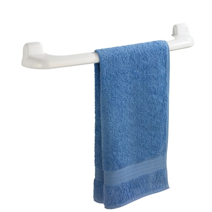 Blaues Handtuch an weißer Badetuchstange Pure