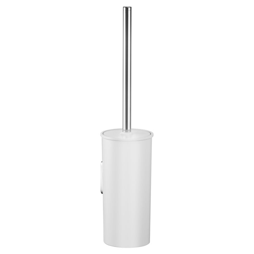 Weiße Toilettenbürste mit silbernem Griff