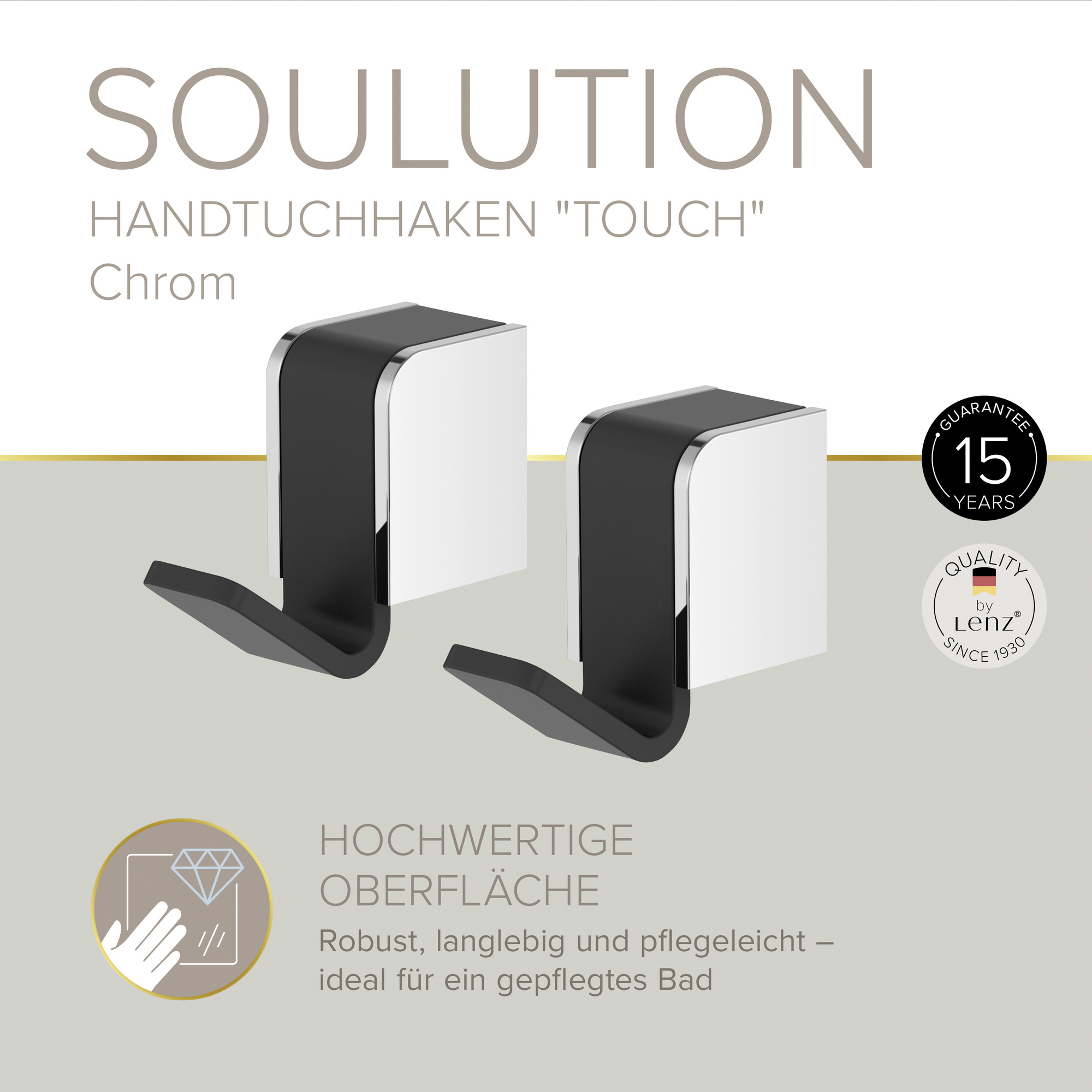 Handtuchhaken 'Soulution Touch' verchromt/schwarz 2 Stück