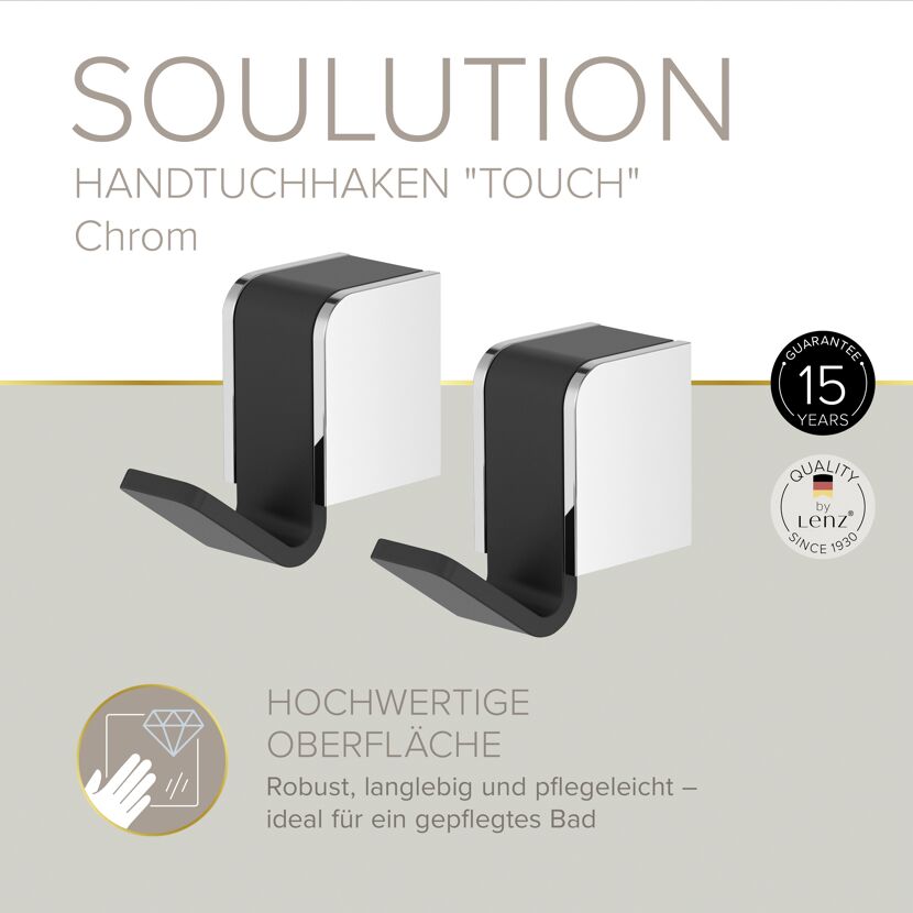 Handtuchhaken 'Soulution Touch' verchromt/schwarz 2 Stück