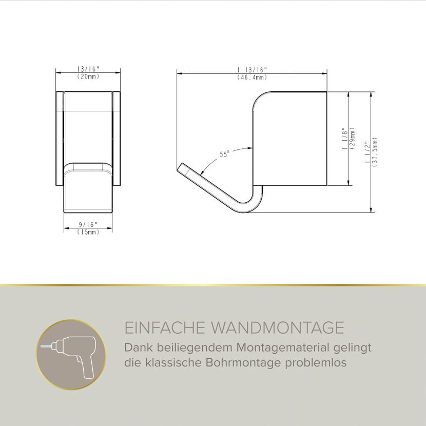 Handtuchhaken 'Soulution Touch' verchromt/schwarz 2 Stück