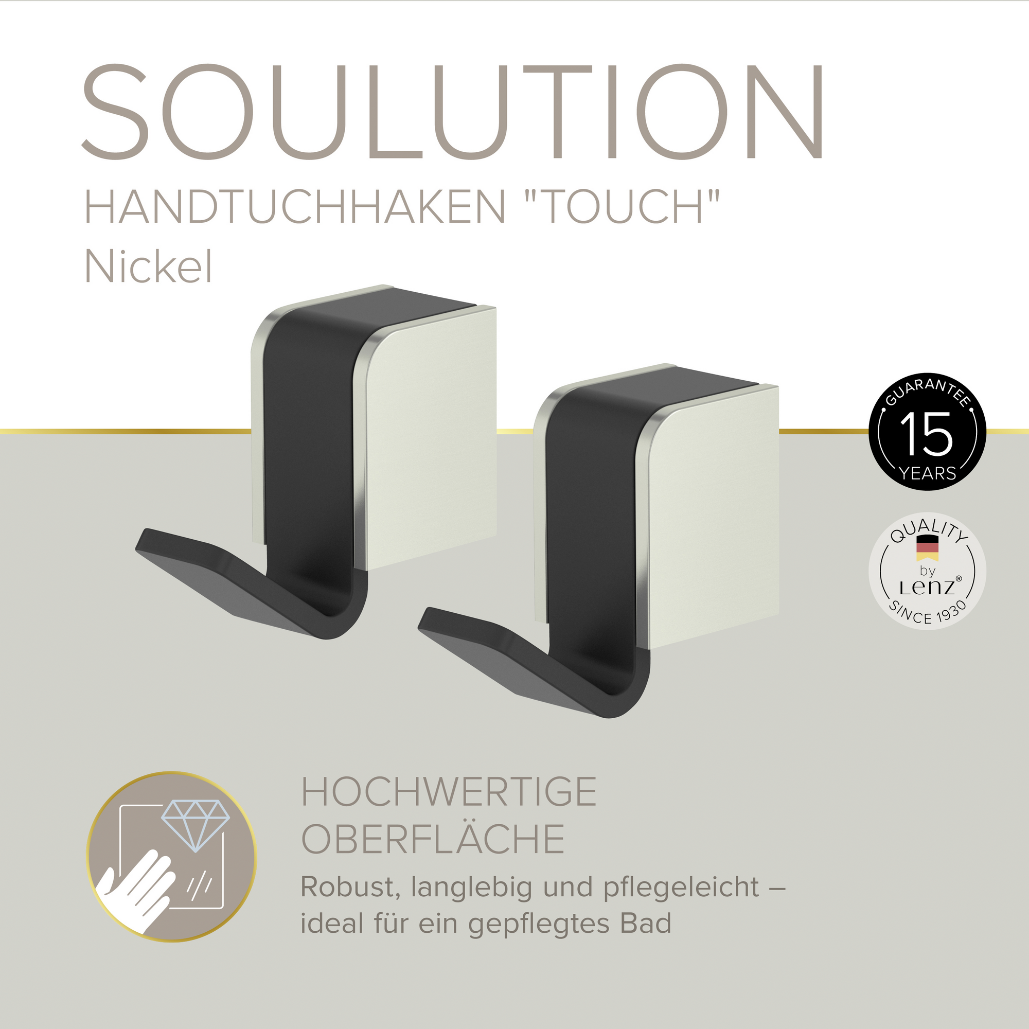 Handtuchhaken 'Soulution Touch' nickelfarben/schwarz 2 Stück