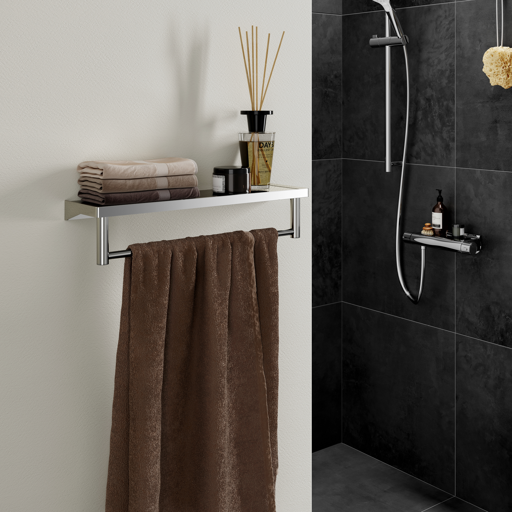 Badablage mit Handtuchhalter 'Soulution' 44 x 12,5 x 9,5 cm