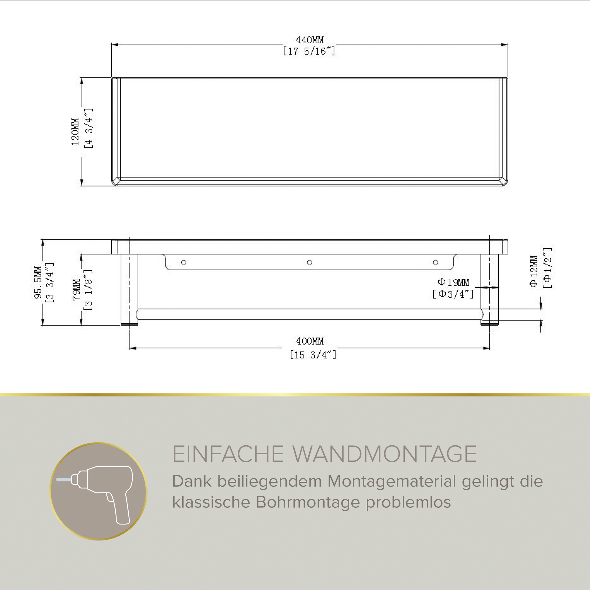 Badablage mit Handtuchhalter 'Soulution' 44 x 12,5 x 9,5 cm