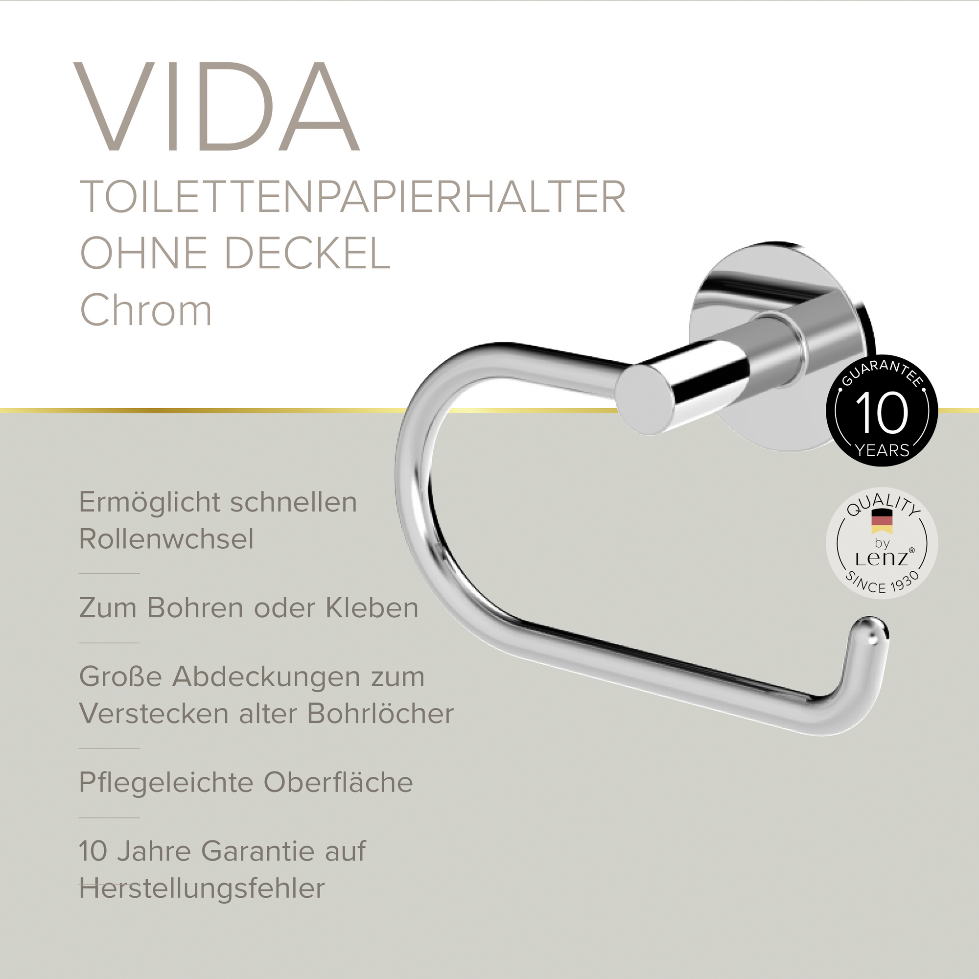 Toilettenpapierhalter 'Vida' wandhängend verchromt