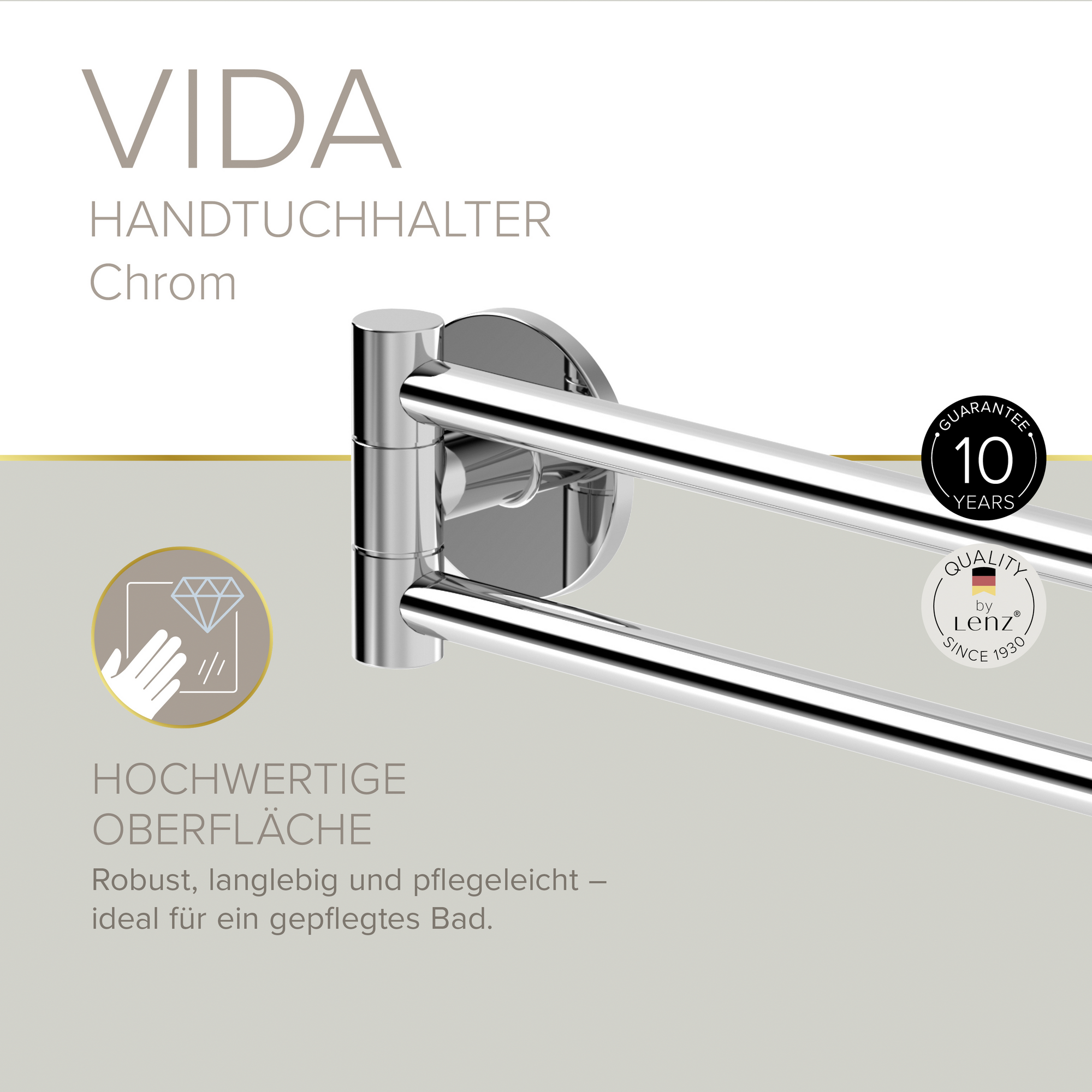 Handtuchhalter 'Vida' doppelreihig verchromt 40 cm