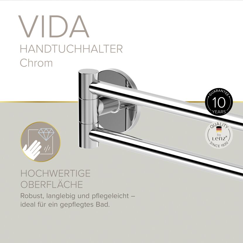 Handtuchhalter 'Vida' doppelreihig verchromt 40 cm