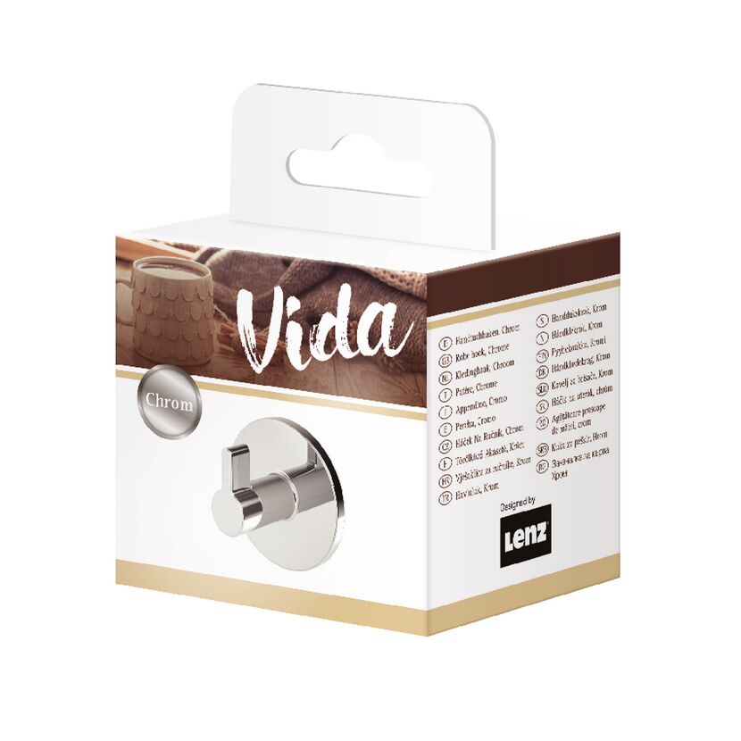 Vida Kleiderhaken Chrom in Verpackung