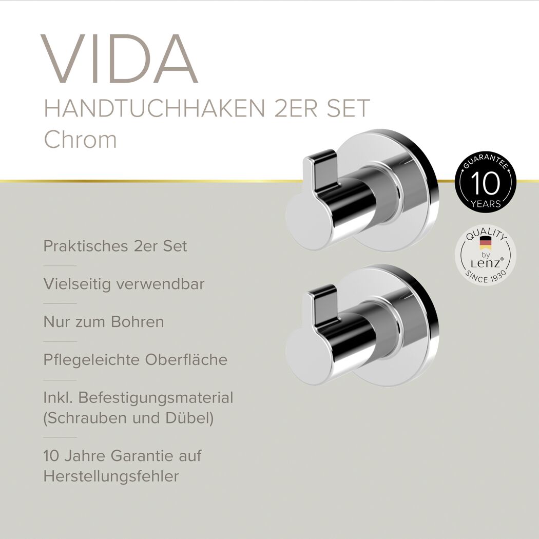 Handtuchhaken 'Vida' rund verchromt 2 Stück
