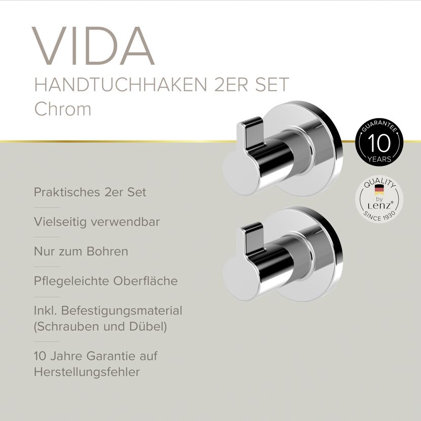 Handtuchhaken 'Vida' rund verchromt 2 Stück
