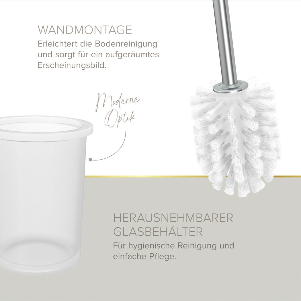 WC-Bürstengarnitur 'Vida' wandhängend rund verchromt/transparent
