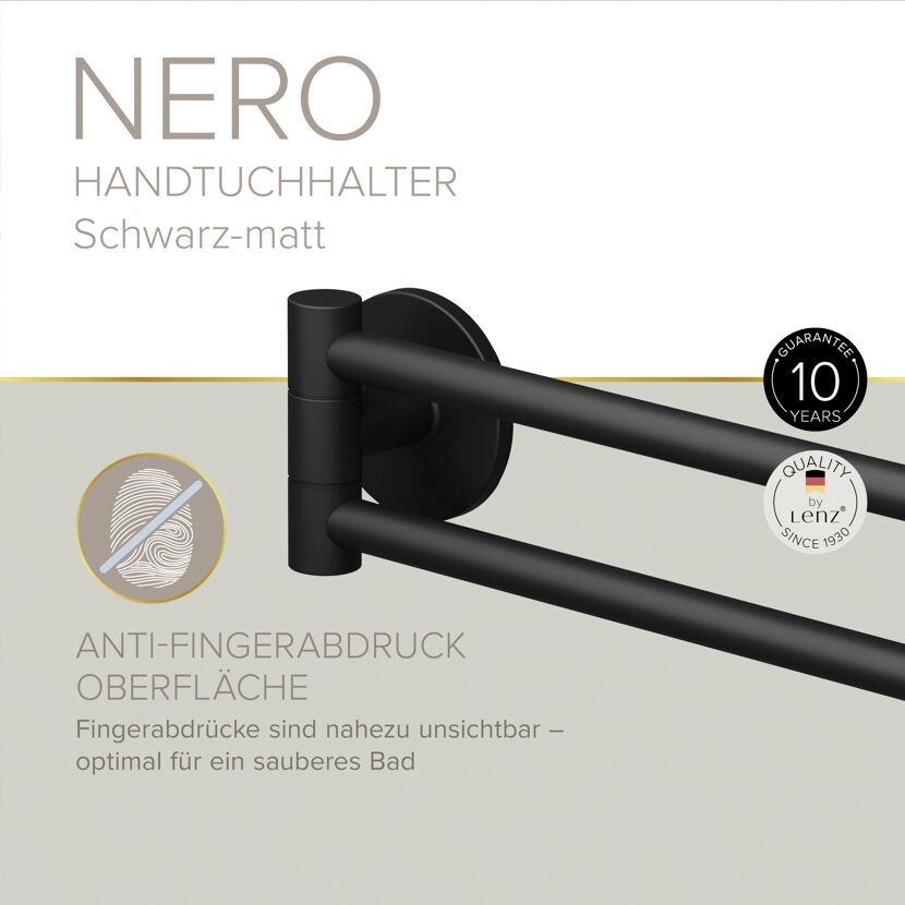 Handtuchhalter 'Nero' doppelreihig schwarz 42,8 cm