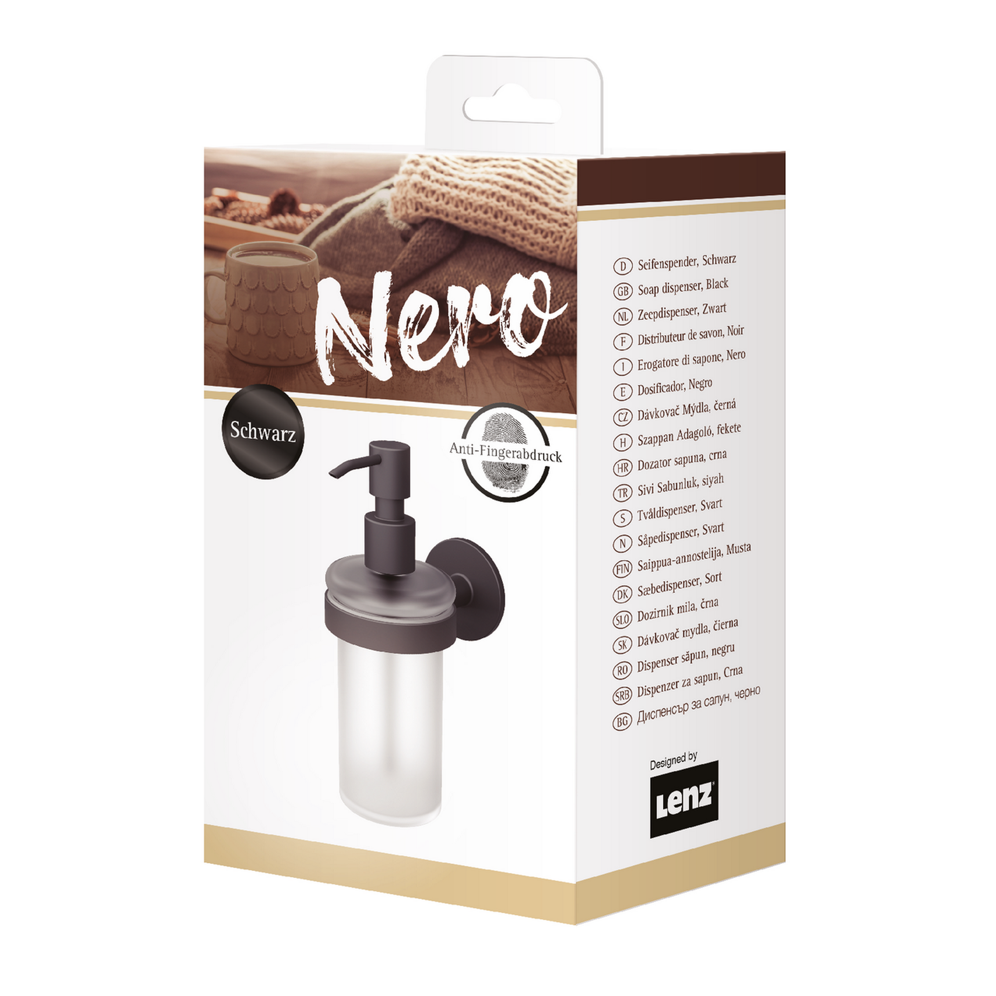 Seifenspender 'Nero' wandhängend rund schwarz/weiß + product picture