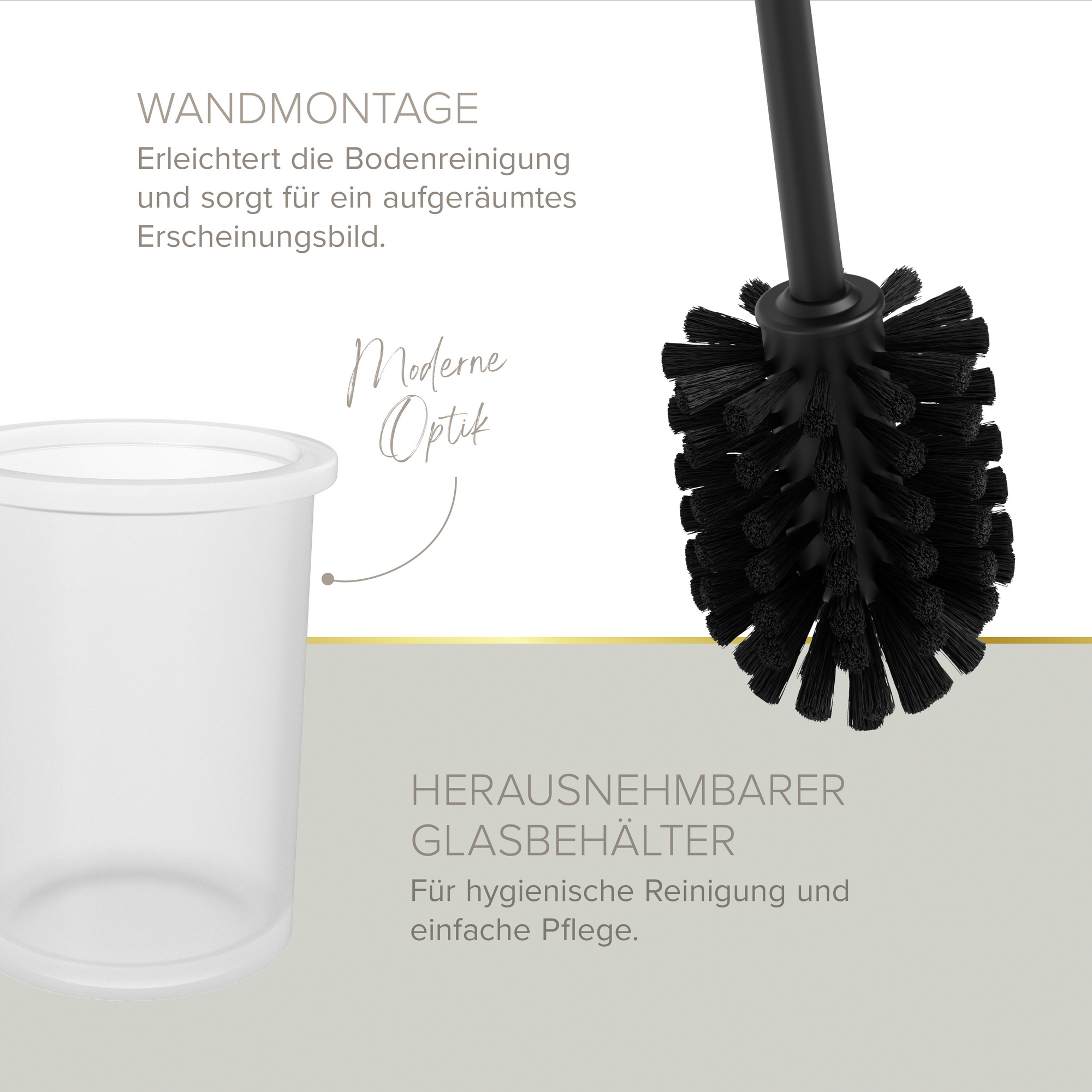 WC-Bürstengarnitur 'Nero' wandhängend rund schwarz/weiß