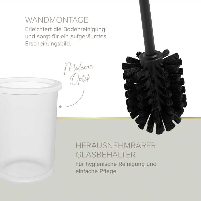 WC-Bürstengarnitur 'Nero' wandhängend rund schwarz/weiß