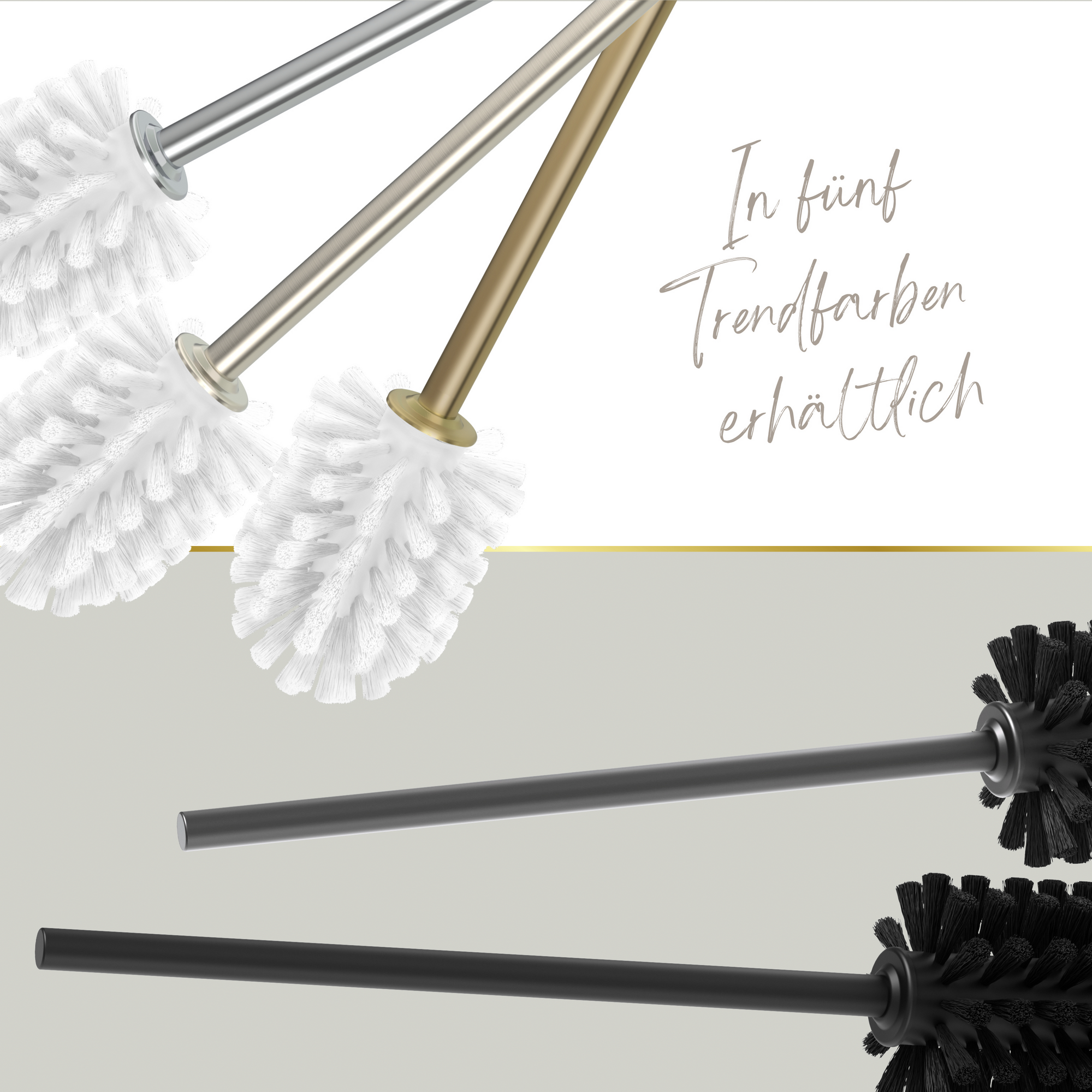 WC-Bürstengarnitur 'Nero' wandhängend rund schwarz/weiß