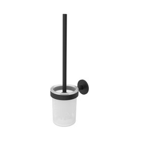 WC-Bürstengarnitur 'Nero' wandhängend rund schwarz/weiß