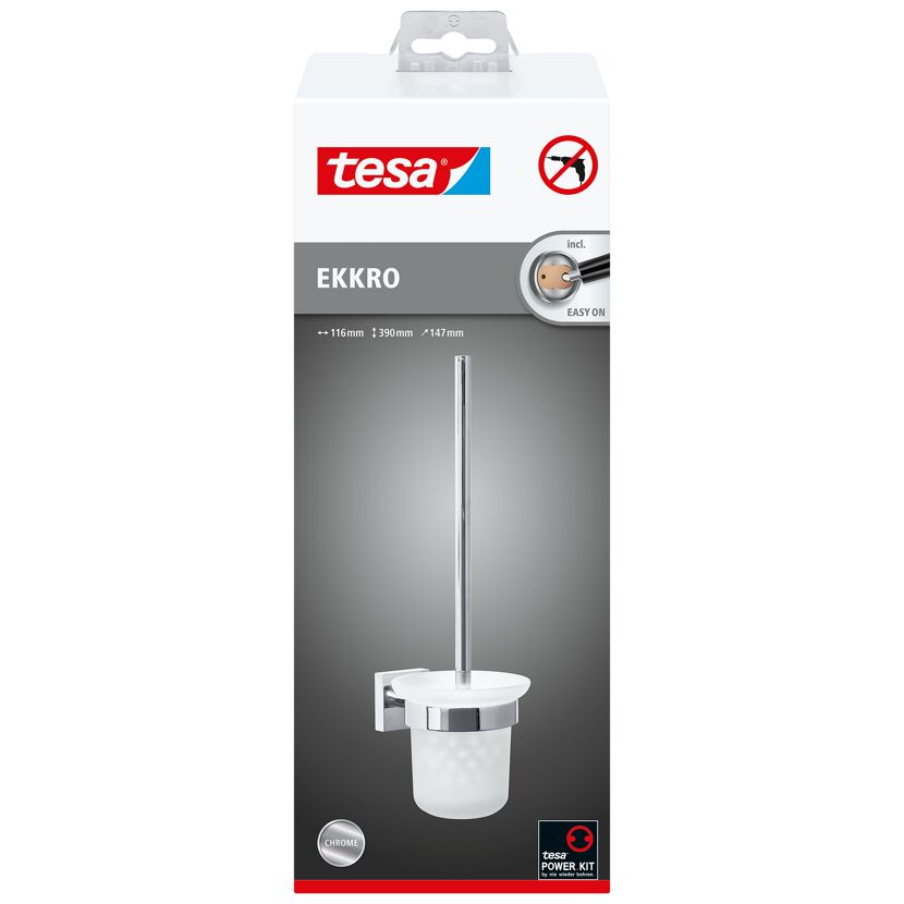 Tesa Ekkro WC-Bürstengarnitur, Chrom, mit Wandhalterung