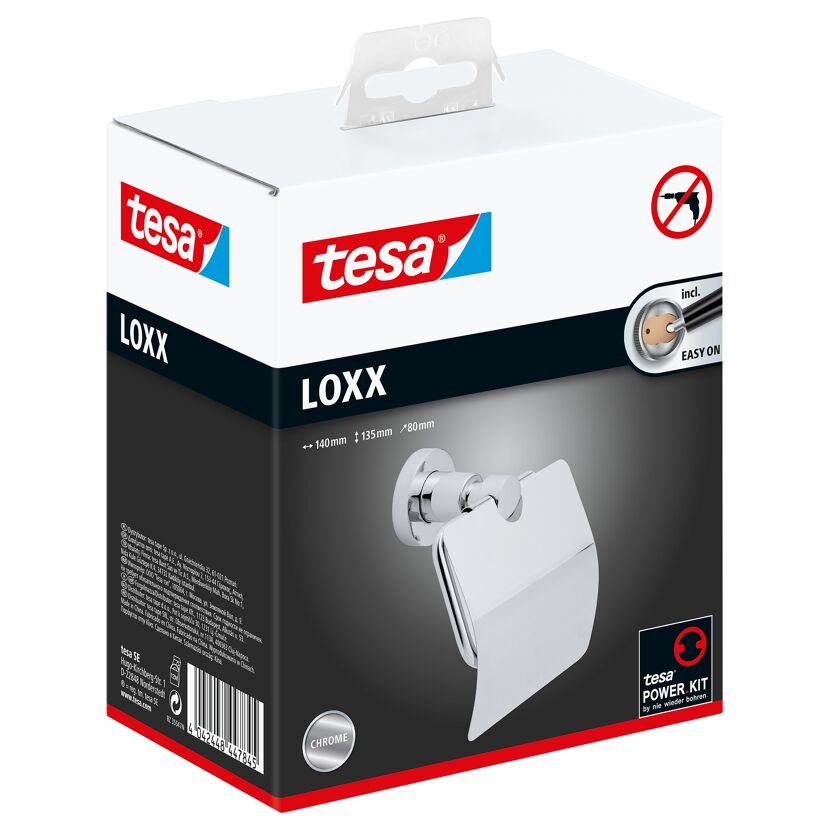 Tesa LOXX Toilettenpapierhalter Chrom, Verpackung