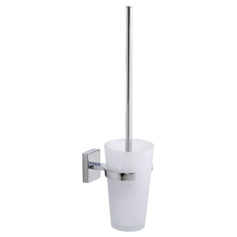 Toilettenbürste mit Halter und weißem Behälter