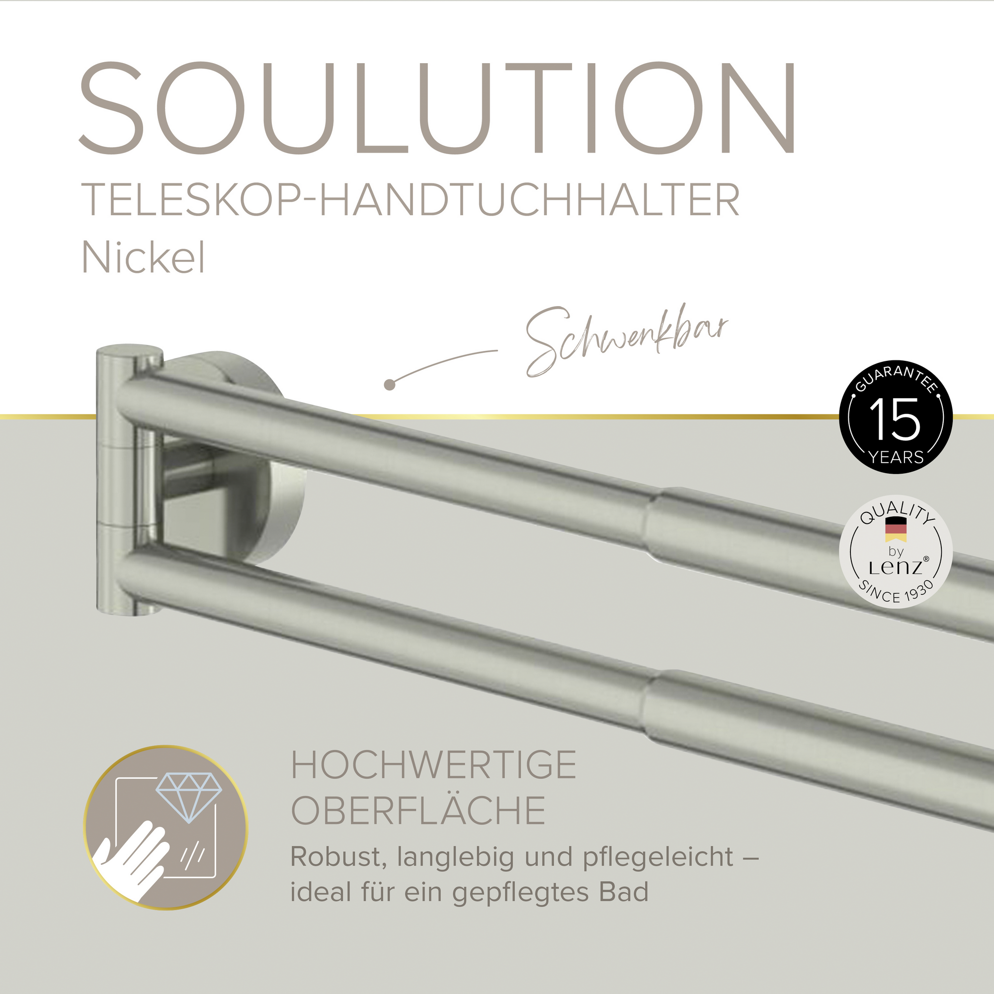 Handtuchhalter 'Soulution' doppelreihig nickelfarben 37-52 cm