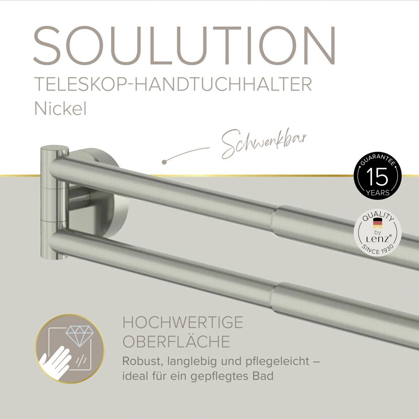 Handtuchhalter 'Soulution' doppelreihig nickelfarben 37-52 cm