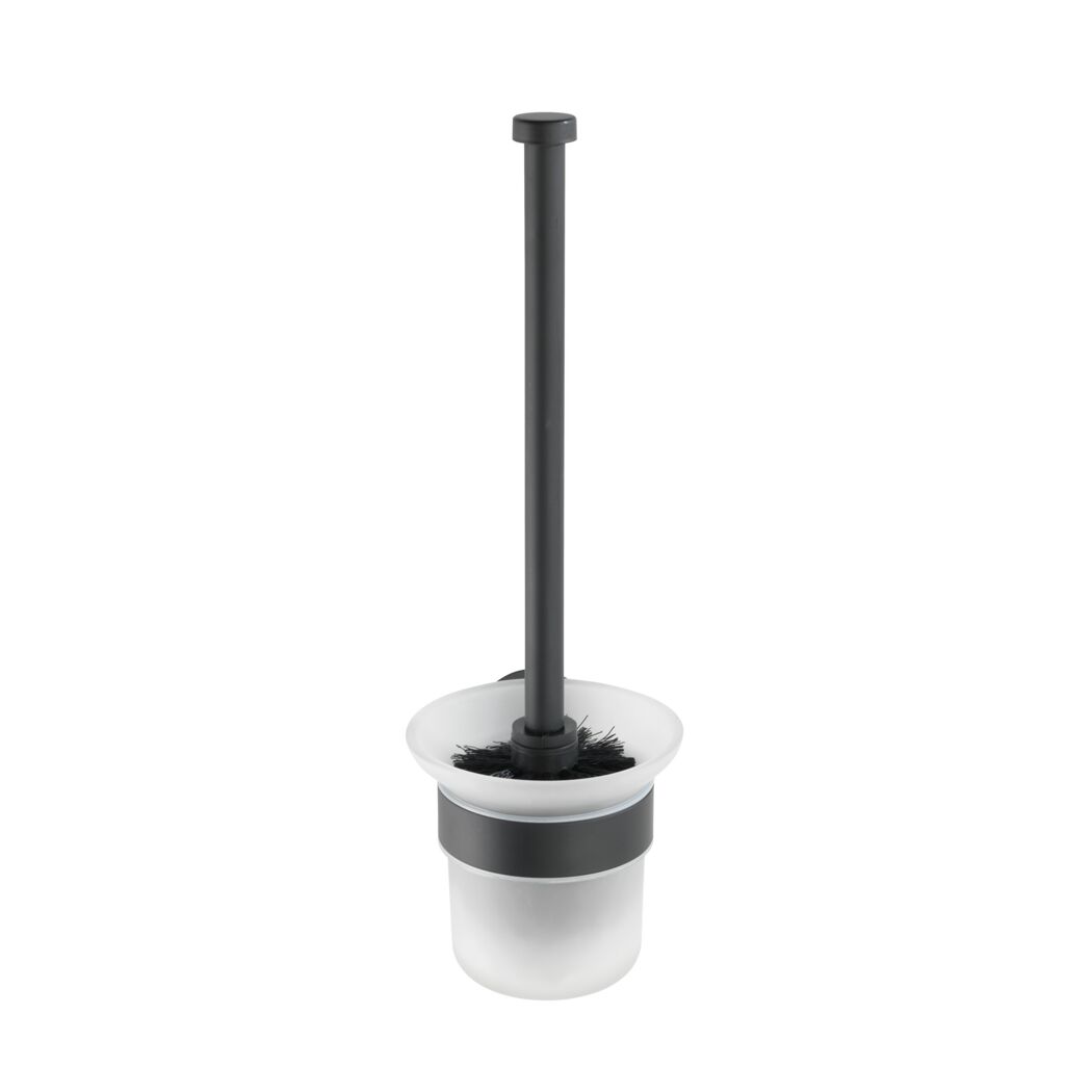 Schwarze WC-Garnitur mit Glasbehälter