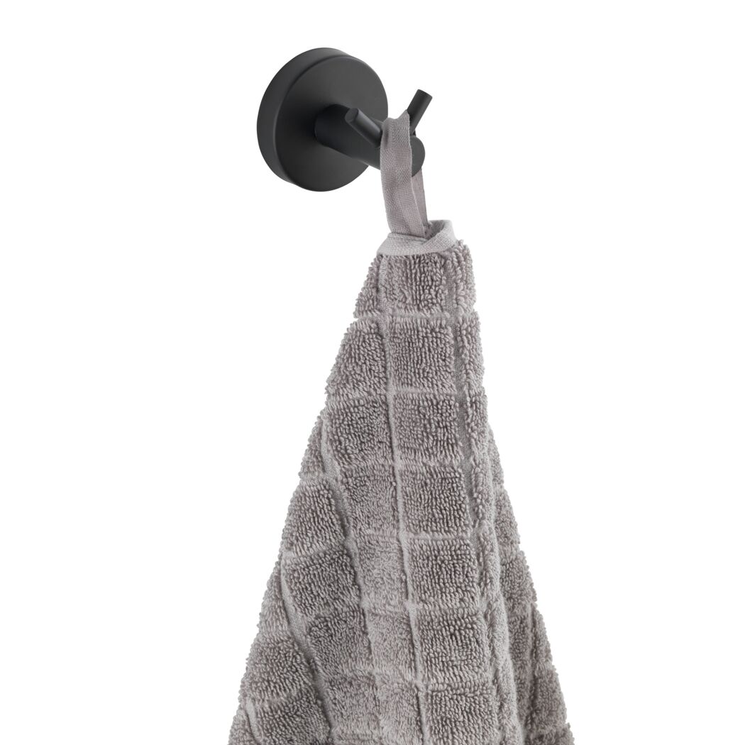 Schwarzer Wandhaken Bosio mit Handtuch