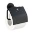 Schwarzer Toilettenpapierhalter mit Papier
