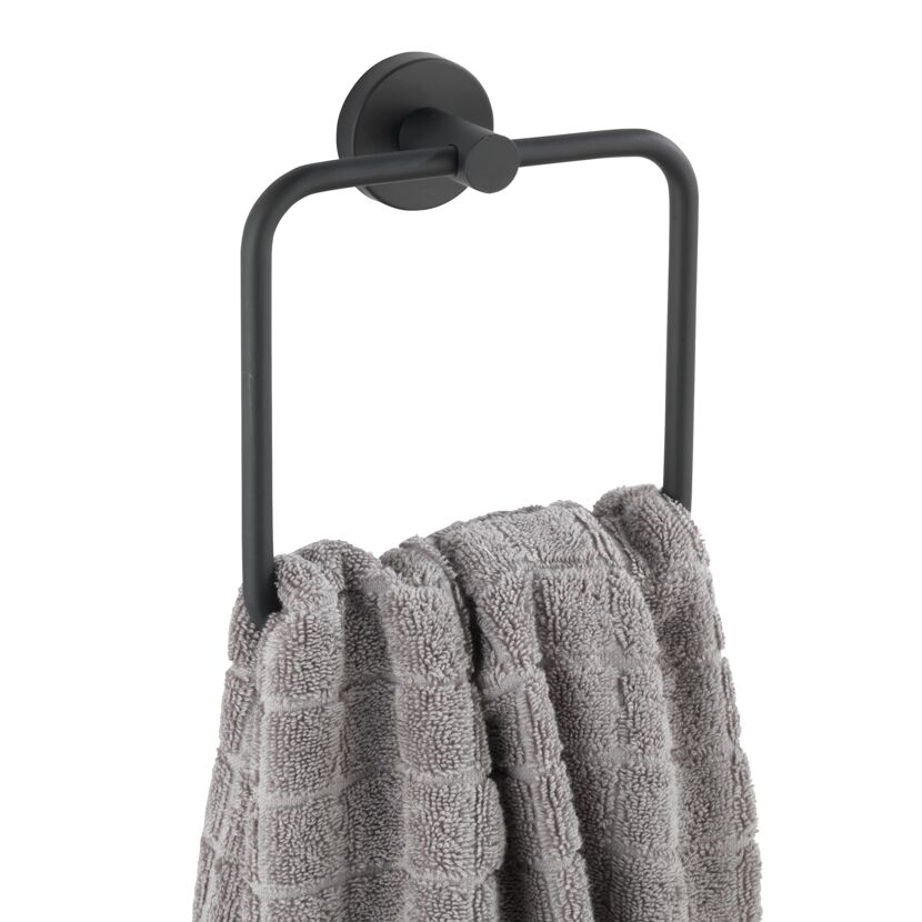 Handtuchring Bosio schwarz matt mit Handtuch