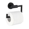 Schwarzer Toilettenpapierhalter mit Toilettenpapierrolle