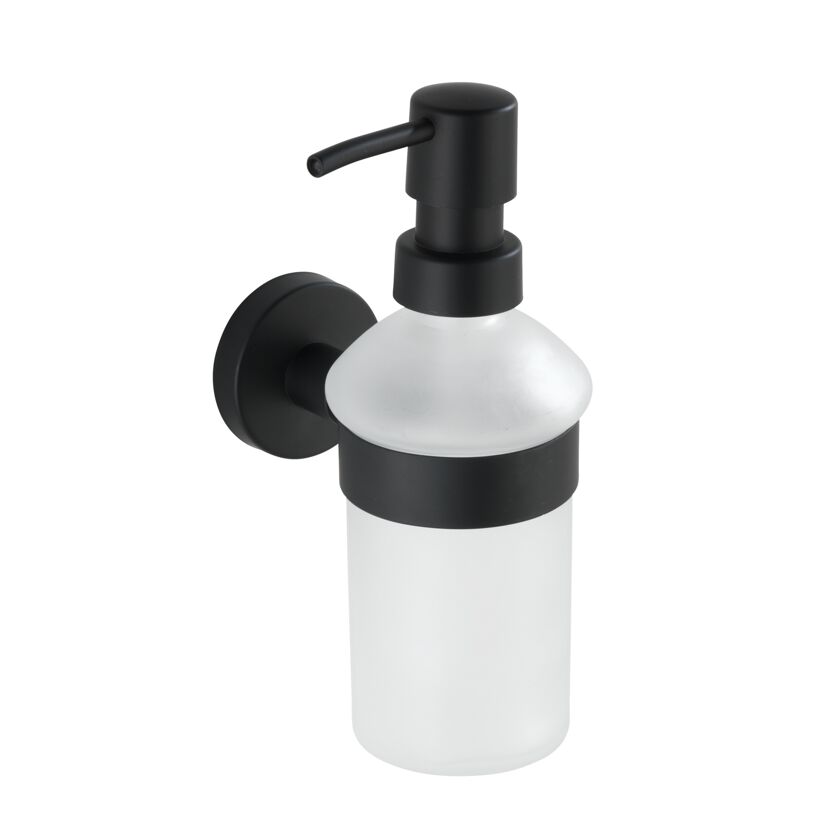 Schwarzer Seifenspender bosio, mattes Glas
