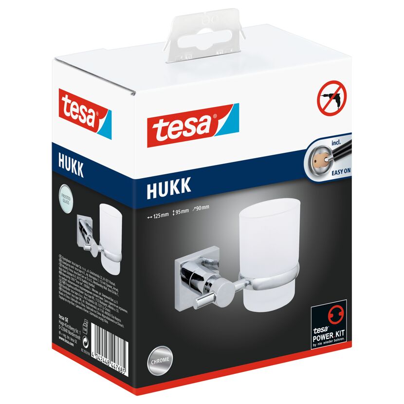 tesa Hukk Zahnputzbecherhalter Chrom inkl. tesa Power.Kit