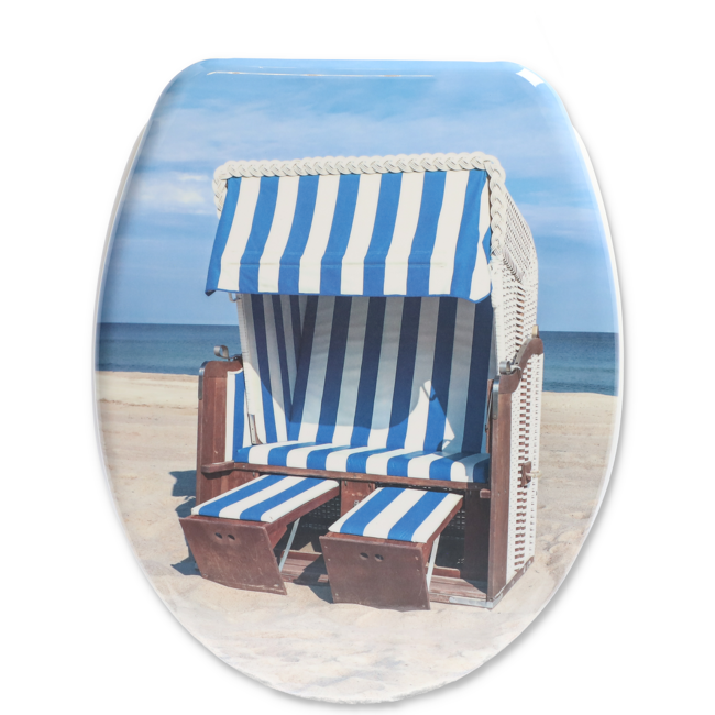 Bild von WC-Sitz 'Strandkorb' blau 45 x 37,6 cm