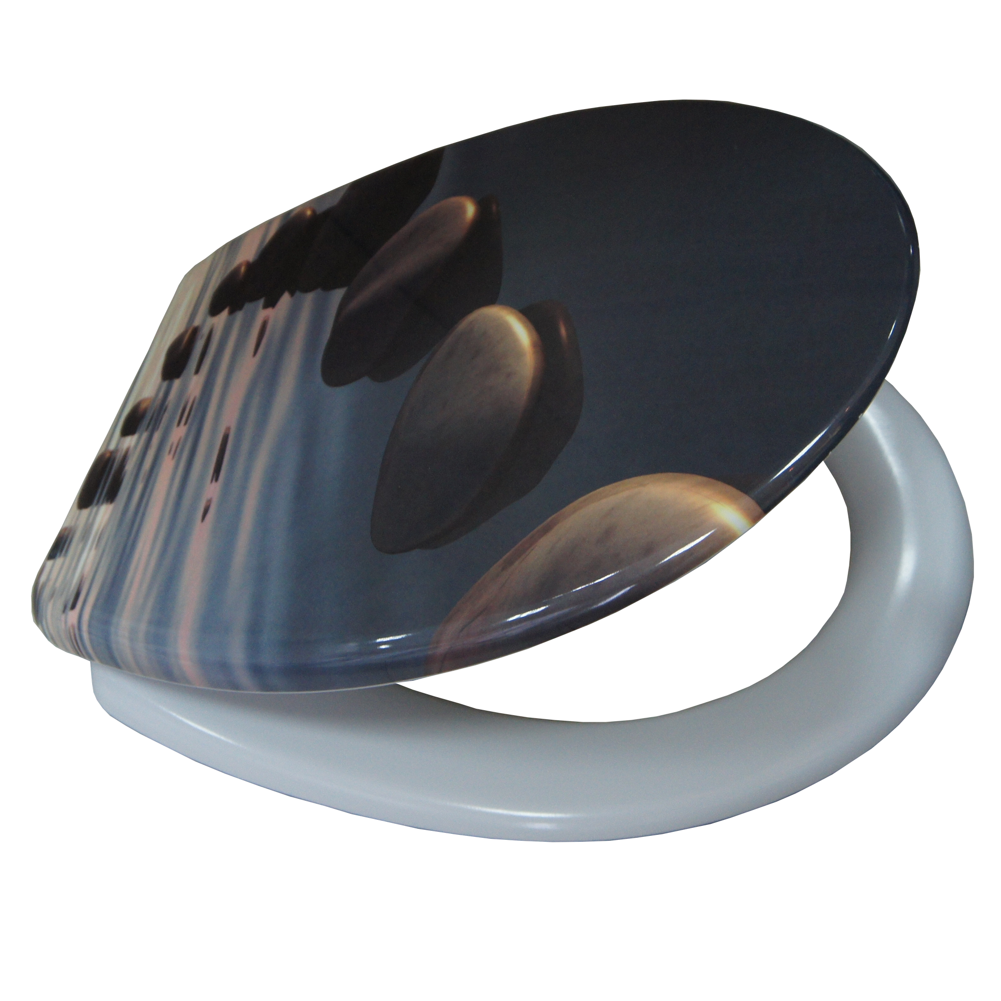WC-Sitz 'Steine' mit Absenkautomatik grau 45 x 37,6 cm + product picture