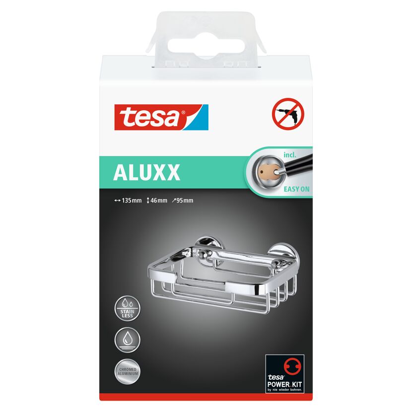 Tesa Aluxx Seifenkorb, verchromtes Aluminium, ohne Bohren