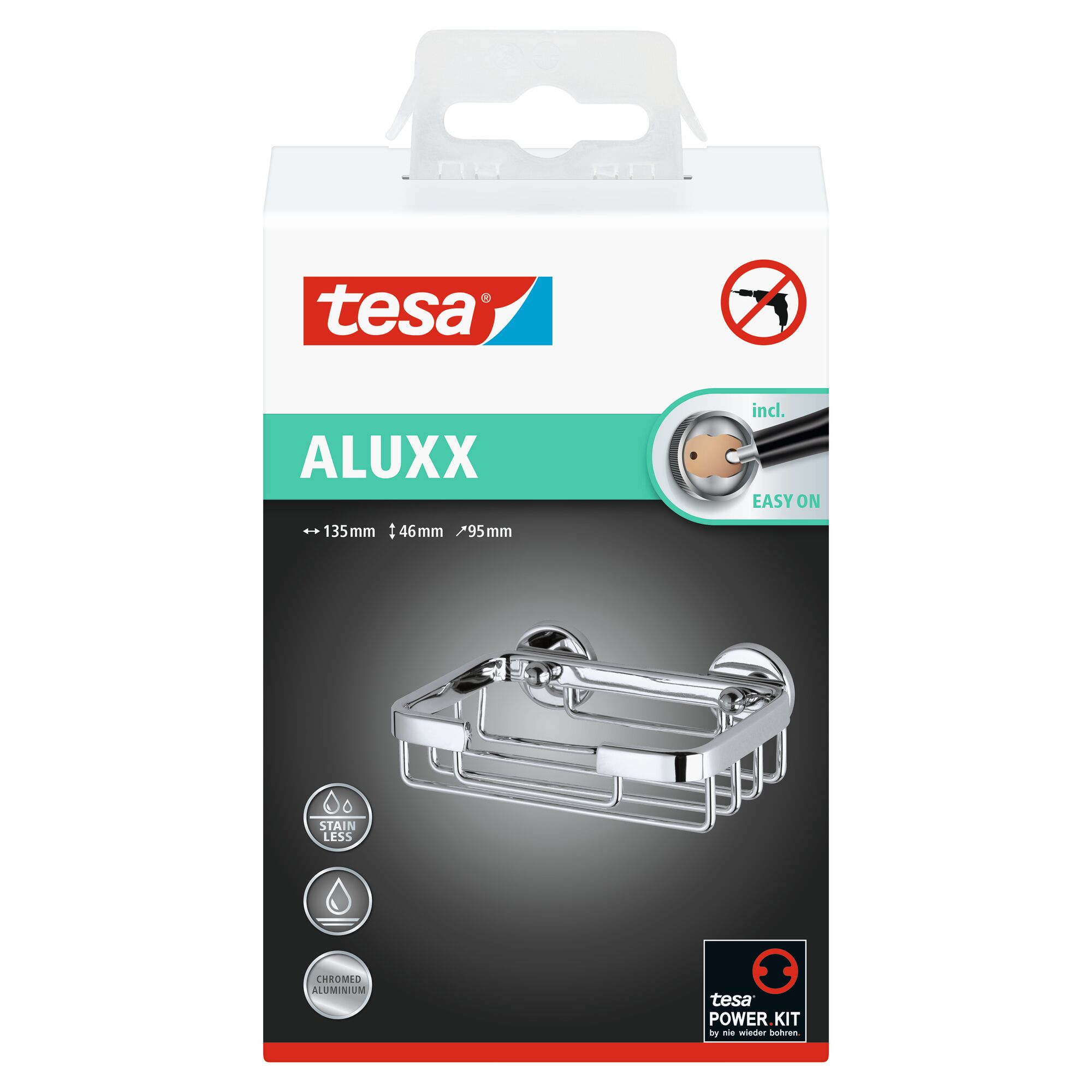Tesa Aluxx Seifenkorb, verchromtes Aluminium, ohne Bohren