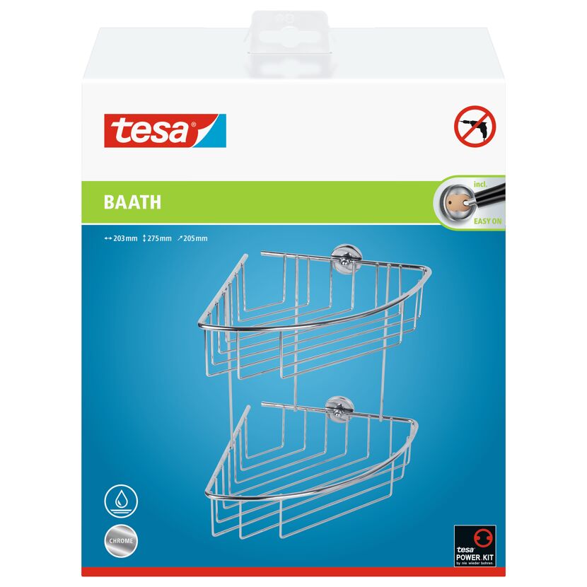 Tesa Baath Eck-Duschkorb, 2-stöckig, chrom