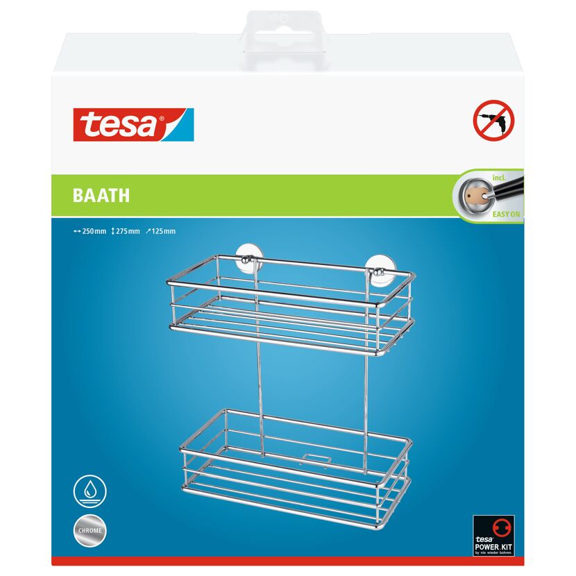 tesa BAATH Ablagekorb zweistöckig, Chrom